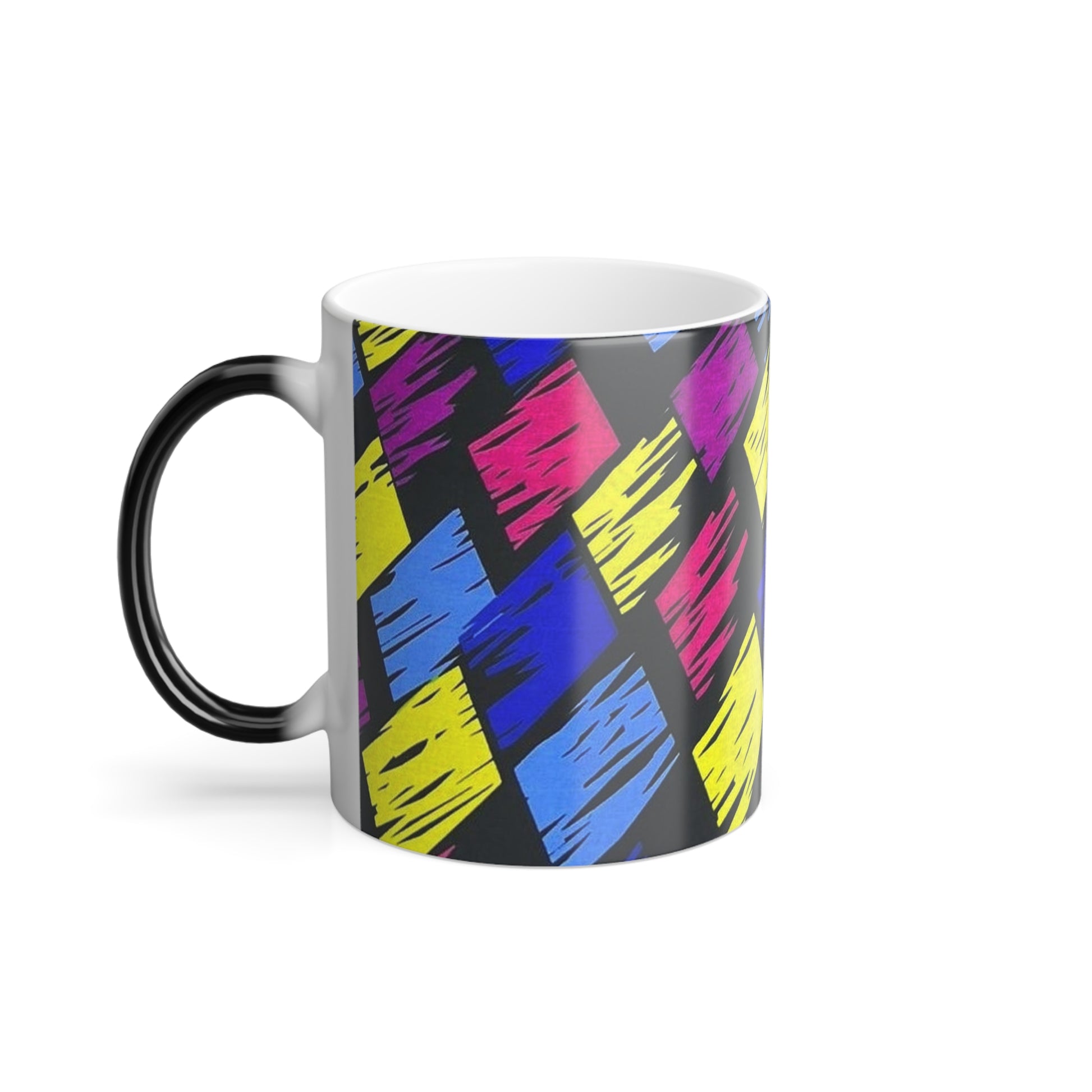 Colour block mug color morphing mug, 11oz multi colour changing mug African art mug - Glo Cre8s