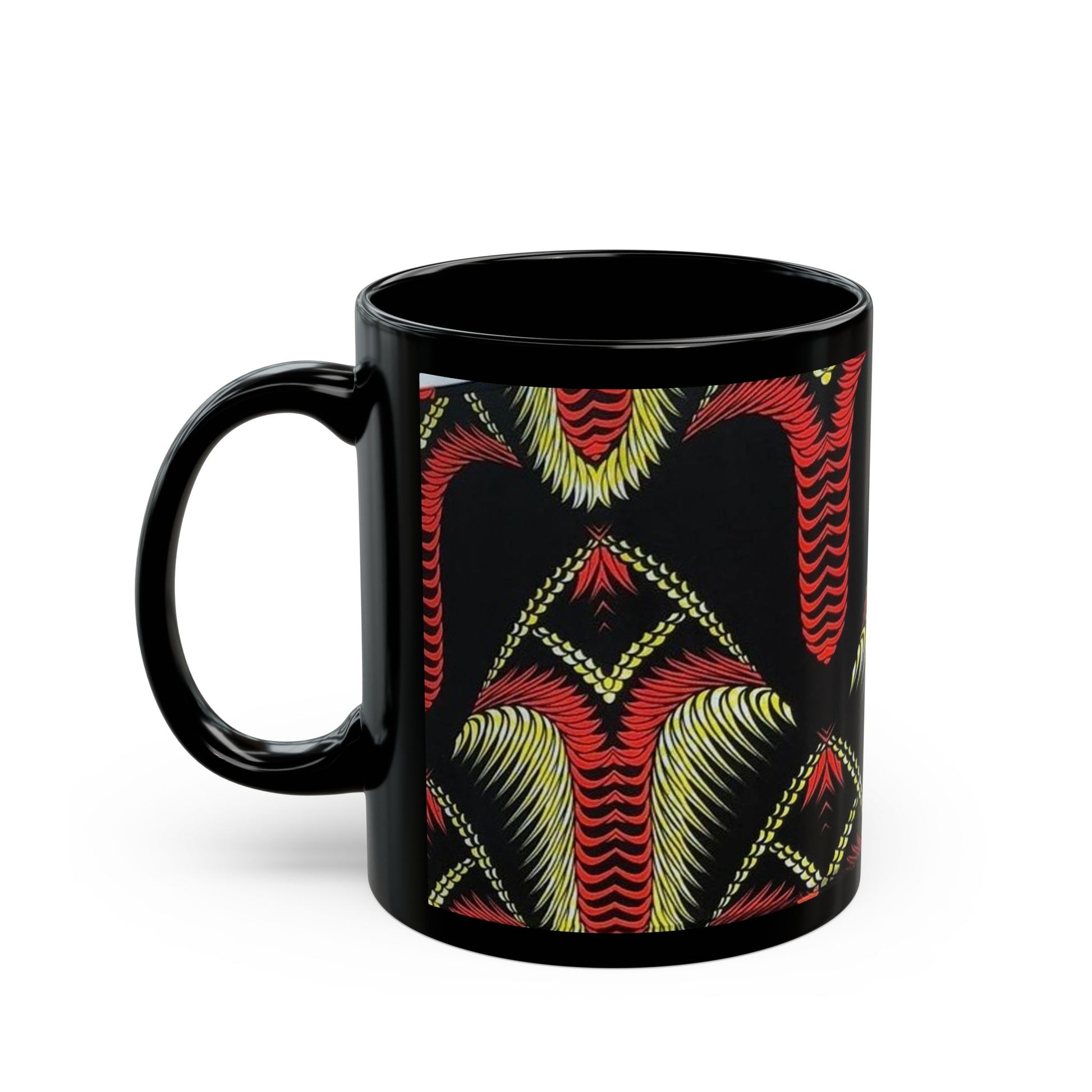 Stylish African Print Black Mug (11oz) Mothers day gift for mum self care gift for her, fathers day gift for dad, coffee lovers - Glo Cre8s