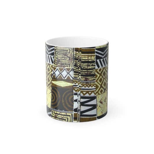 African print colour changing mug, 11oz colour morphing mug for coffee gift for tea lovers - Glo Cre8s