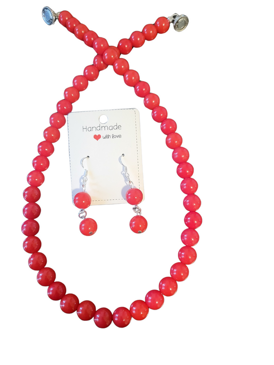 Red Necklace Jewelry Set | Red Earrings - Glo Cre8s