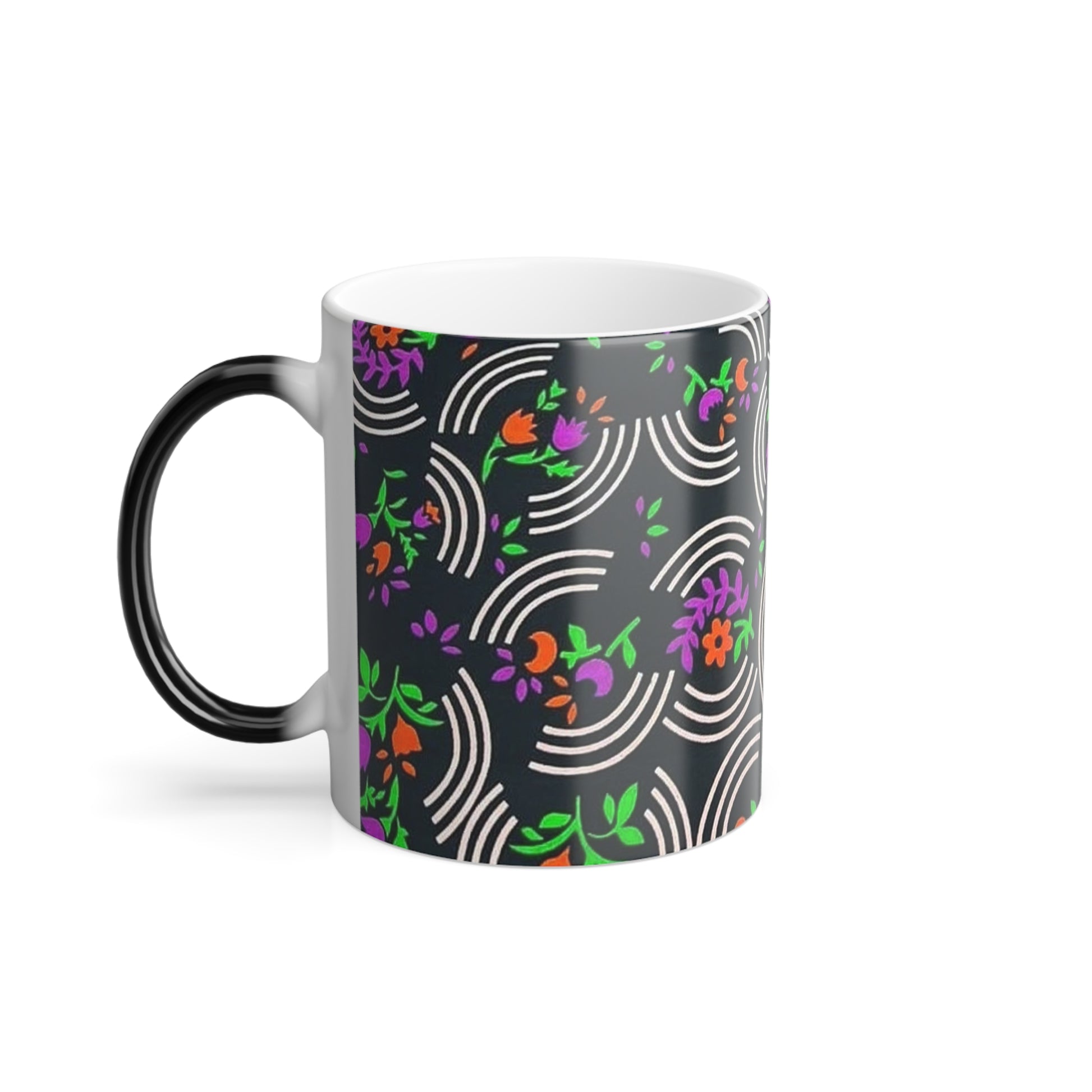 Floral mug color morphing mug, 11oz African print mug - Glo Cre8s