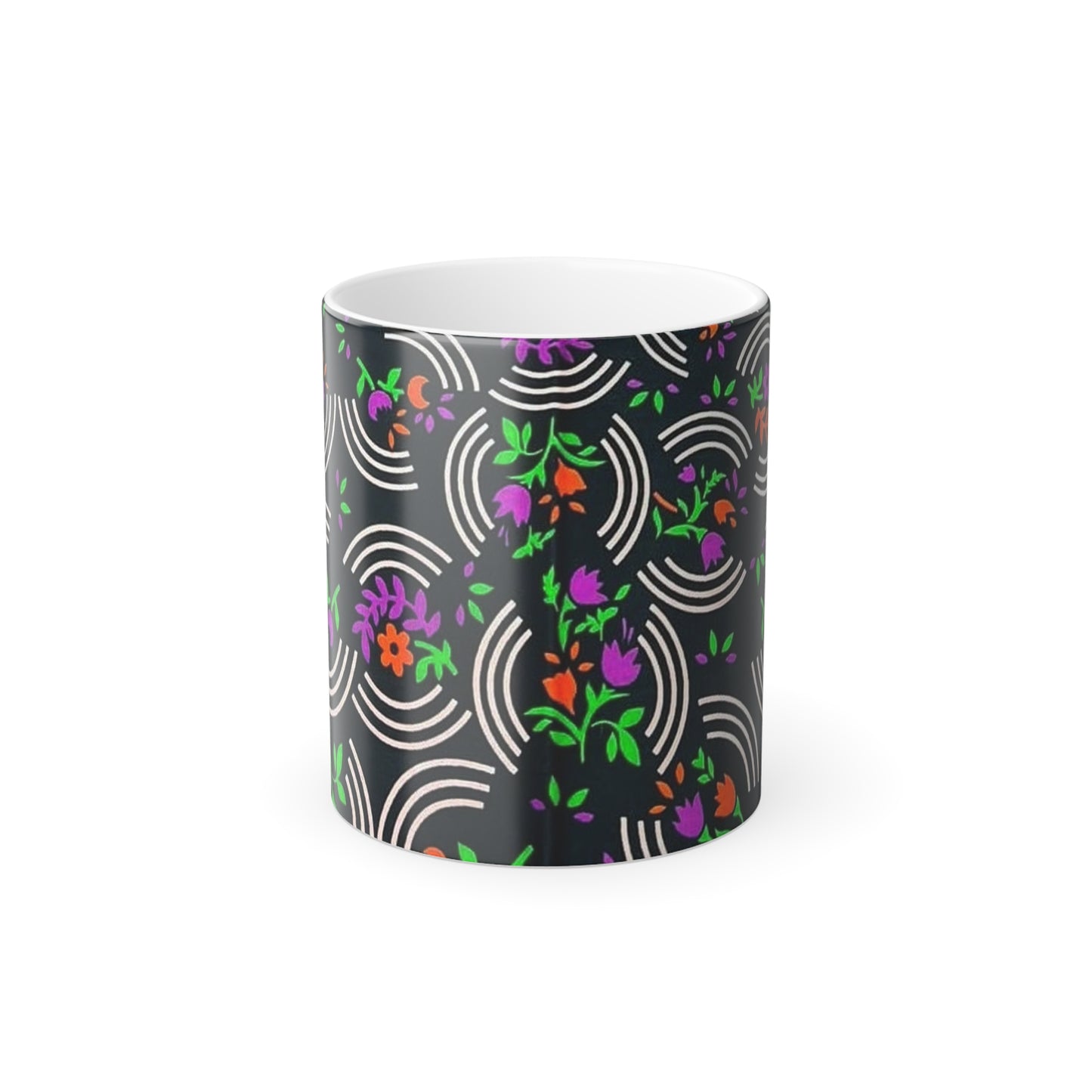 Floral mug color morphing mug, 11oz African print mug - Glo Cre8s