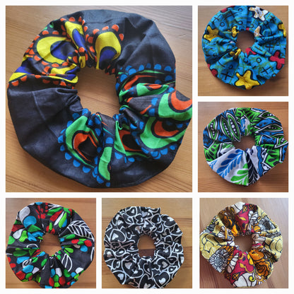 Large scrunchies 100% Cotton scrunchies - 40 patterns available - Glo Cre8s