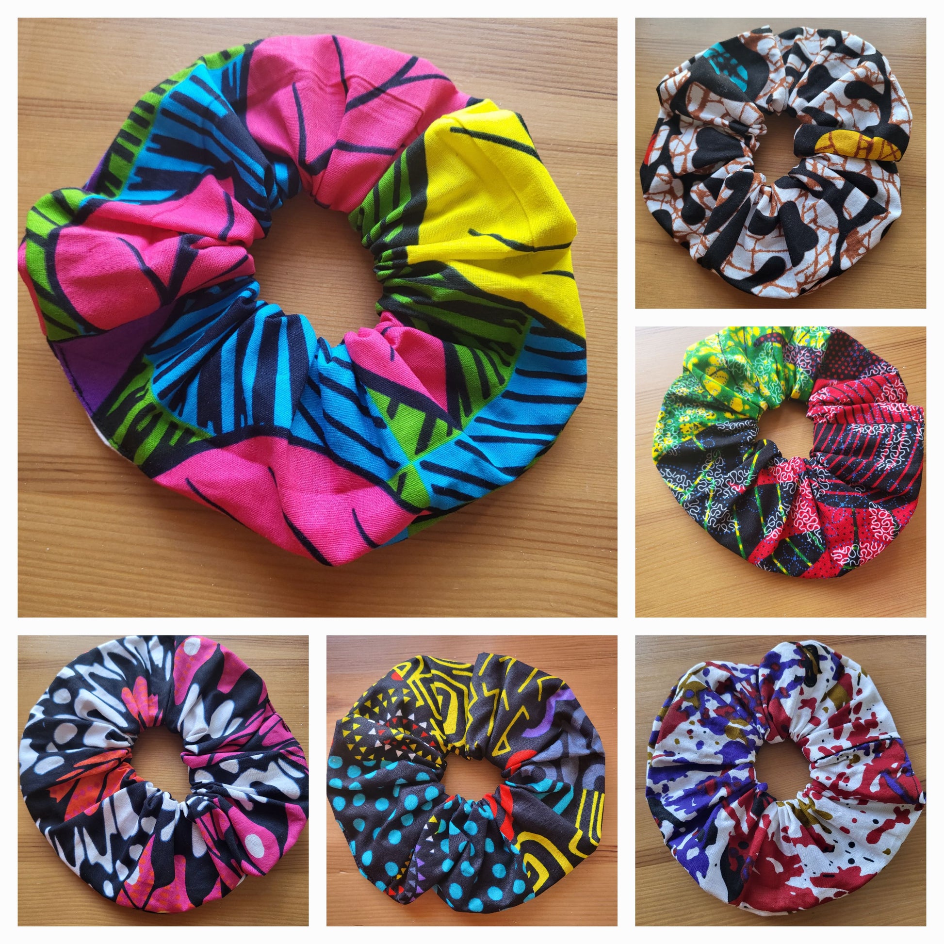 Large scrunchies 100% Cotton scrunchies - 40 patterns available - Glo Cre8s