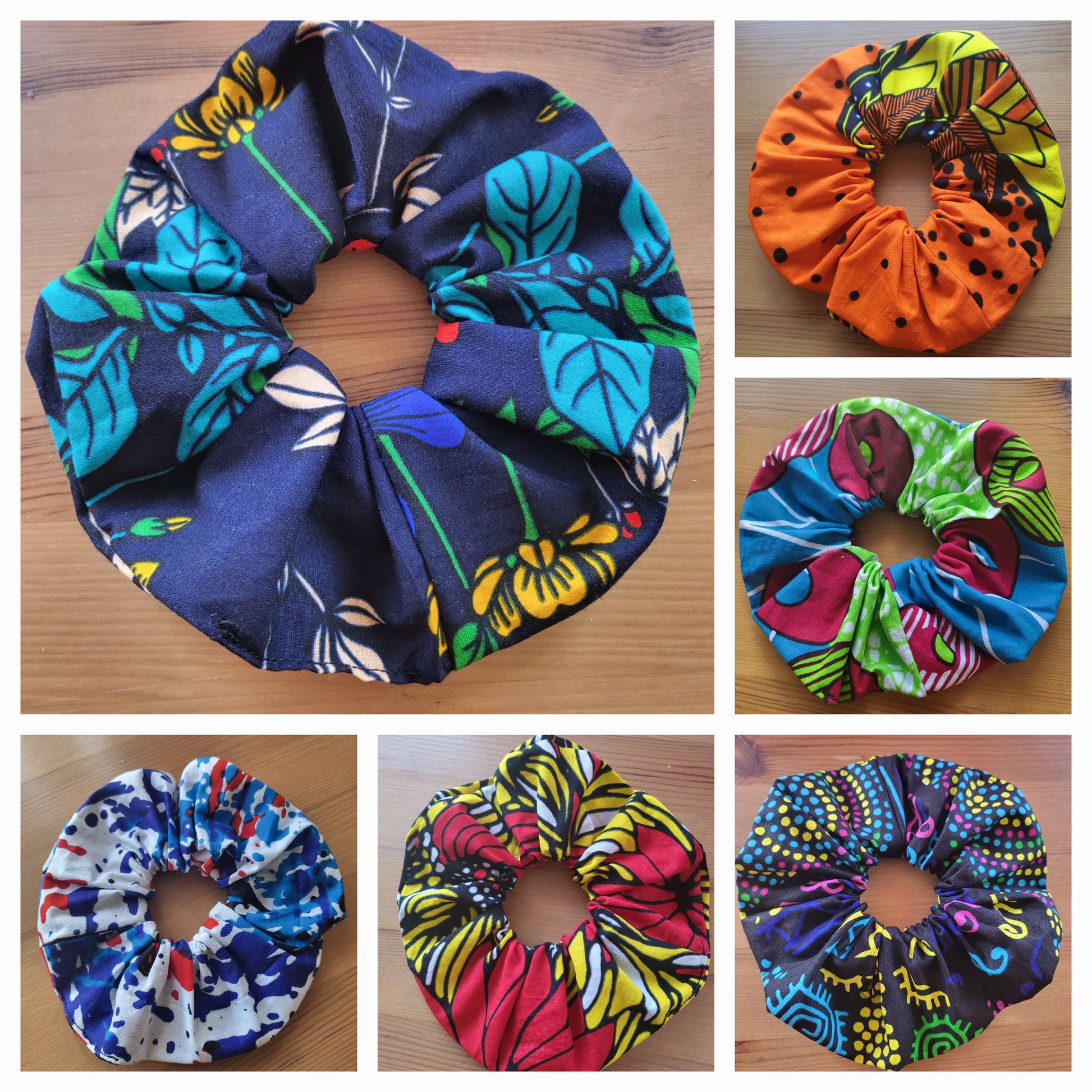 Large scrunchies 100% Cotton scrunchies - 40 patterns available - Glo Cre8s