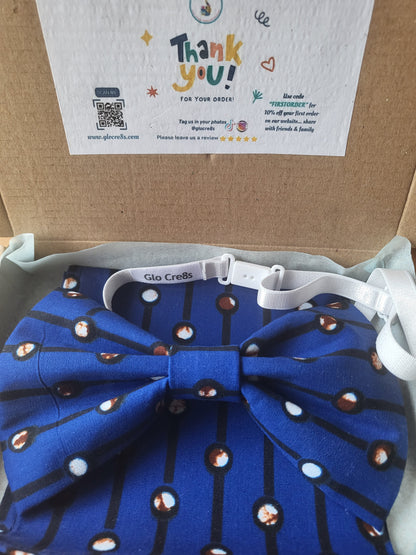 Blue Bow Tie and Pocket Square with Card Wallet - Glo Cre8s