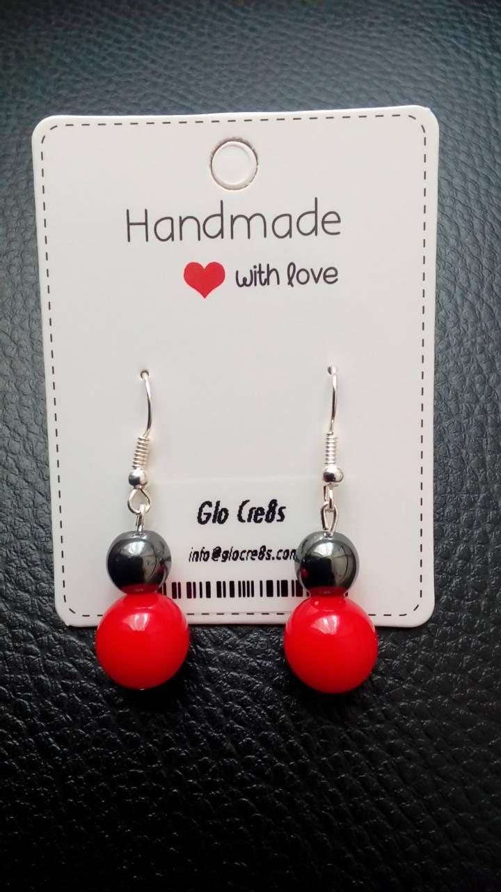 Red and Black Drop Dangle | Beads Earrings - Glo Cre8s