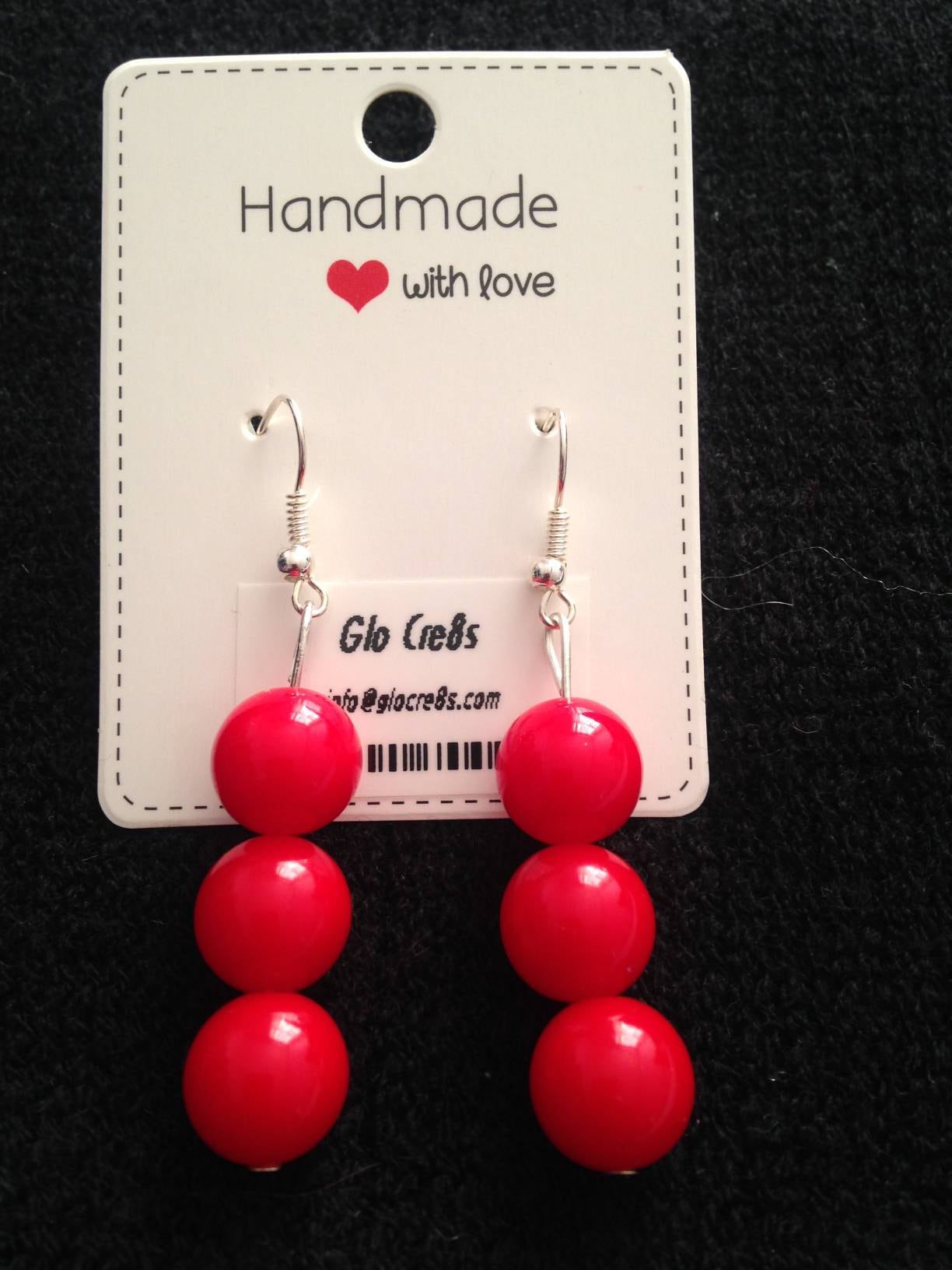 Everyday Red Drop Earrings,  dangle earrings, beads earrings, wedding bridesmaids, Birthday gift, hen party, mother's day gift - Glo Cre8s