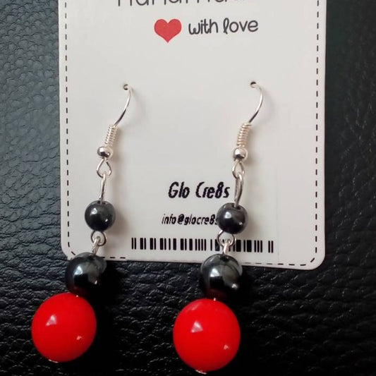 Red and Black Earrings - Glo Cre8s