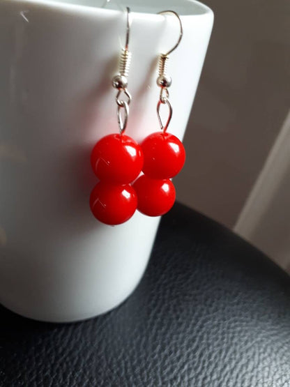 Everyday Red Drop Earrings,  dangle earrings, beads earrings, wedding bridesmaids, Birthday gift, hen party, mother's day gift - Glo Cre8s